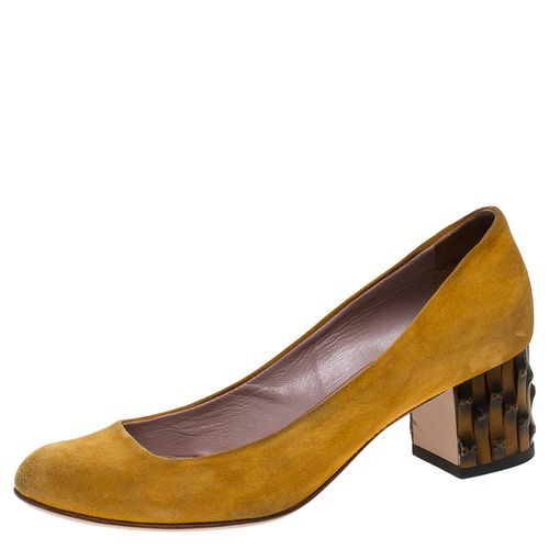 Suede Dahlia Bamboo Heel Pumps Size 36.5 - Gucci - Modalova