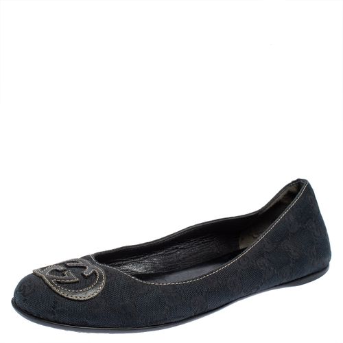 Dark GG Canvas Interlocking GG Ballet Flats Size 36 - Gucci - Modalova