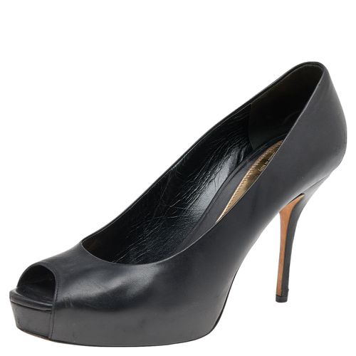 Leather Peep Toe Platform Pumps Size 40 - Gucci - Modalova