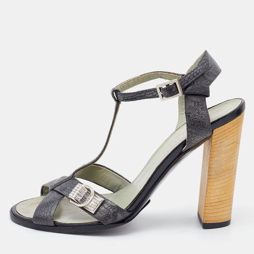 Prada Deep Ostrich Leather Ankle Strap Block Heel Sandals Size 36 - Gucci - Modalova