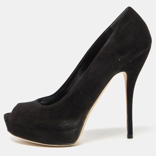 Suede Peep-Toe Platform Pumps Size 40 - Gucci - Modalova