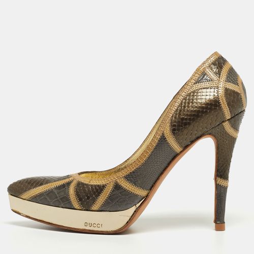 Tricolor Python, Crocodile and Lizard Platform Pumps Size 36.5 - Gucci - Modalova