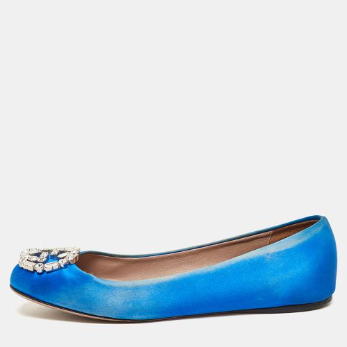 Satin Interlocking G Crystals Ballet Flats Size 37.5 - Gucci - Modalova