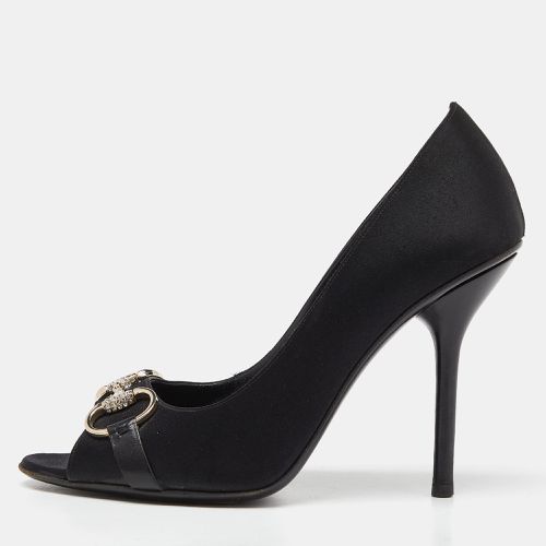 Satin Horsebit Peep Toe Pumps Size 38 - Gucci - Modalova