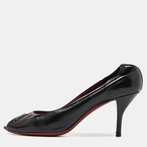 Leather Horsebit Peep Toe Pumps Size 39.5 - Gucci - Modalova