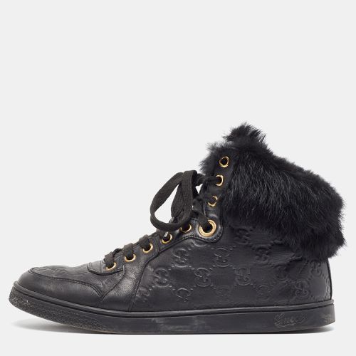 Ssima Leather and Fur Trim Cada High Top Sneakers Size 38.5 - Gucci - Modalova