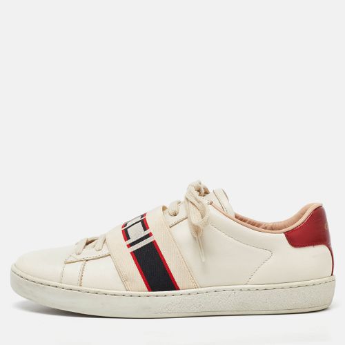 Red Leather Ace Band Low Top Sneakers Size 37 - Gucci - Modalova