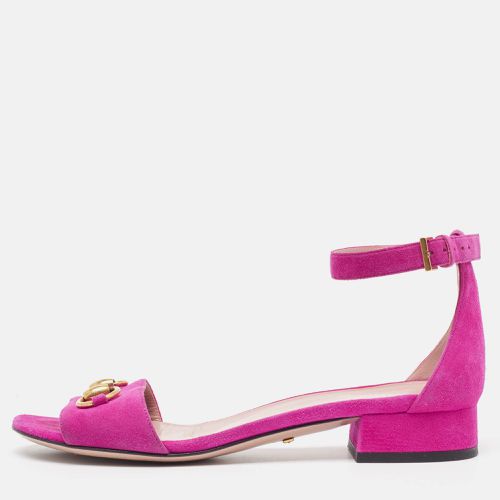 Suede Horsebit Ankle Strap Sandals Size 36 - Gucci - Modalova