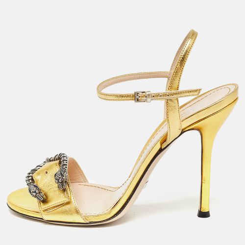 Gold Leather Dionysus Ankle Strap Sandals Size 39 - Gucci - Modalova