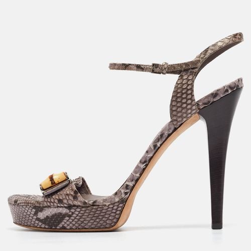 Python Leather Bamboo Platform Ankle Strap Sandals Size 40 - Gucci - Modalova