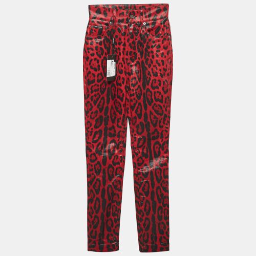 Leopard Print Denim Skinny Jeans S Waist 26" - Dolce & Gabbana - Modalova