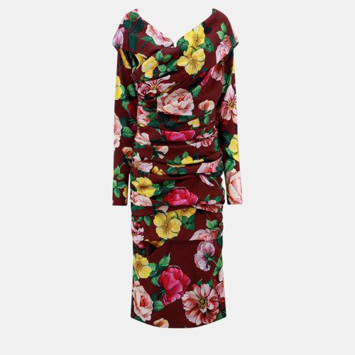 Silk Floral Print Dress Xl - Dolce & Gabbana - Modalova