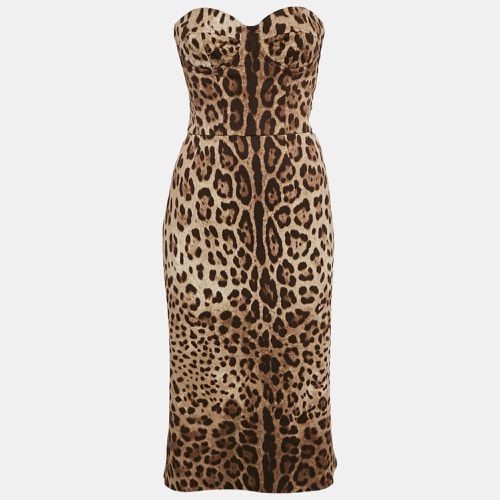 Leopard Print Silk Tube Dress M - Dolce & Gabbana - Modalova