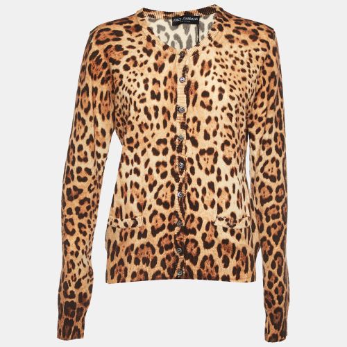 Animal Printed Cashmere Cardigan L - Dolce & Gabbana - Modalova