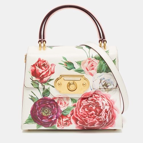 Leather Floral Print Welcome Top Handle Bag - Dolce & Gabbana - Modalova