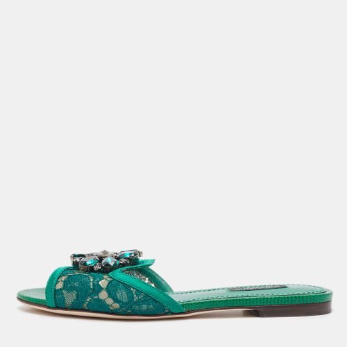 Lace Crystal Embellished Flat Slides Size 36 - Dolce & Gabbana - Modalova