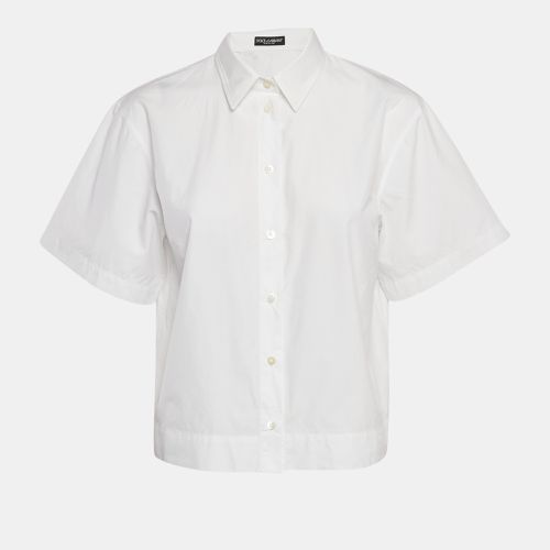 Cotton Button Front Crop Shirt L - Dolce & Gabbana - Modalova