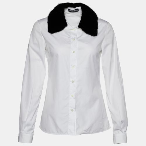 Cotton Mink Fur Collar Detail Shirt S - Dolce & Gabbana - Modalova