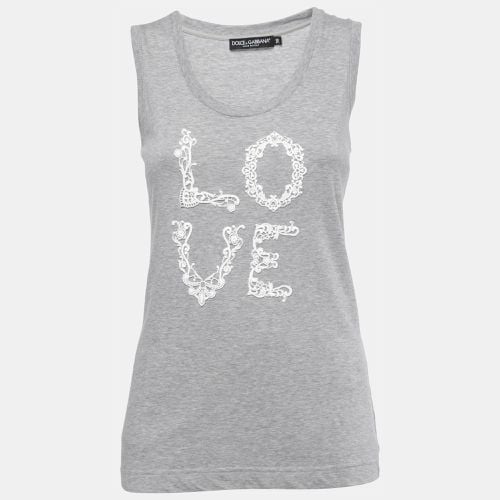 Cotton LOVE Lace Patterned Tank Top S - Dolce & Gabbana - Modalova