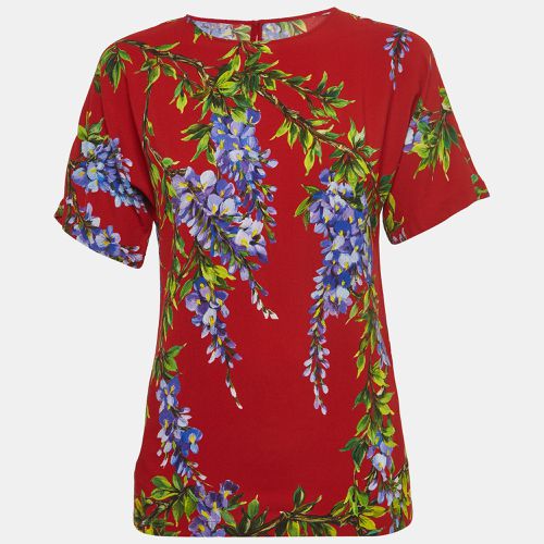 Floral Print Crepe Short Sleeve Blouse S - Dolce & Gabbana - Modalova