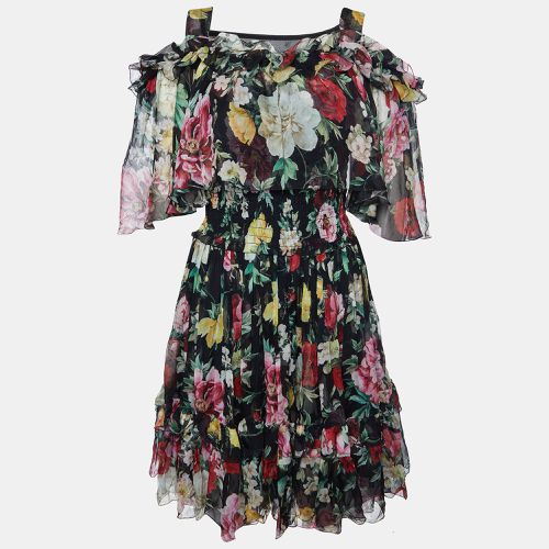 Floral Print Silk Ruffled Dress M - Dolce & Gabbana - Modalova