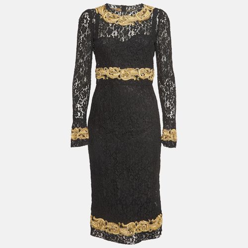 Baroque Goldwork Lace Long Sleeve Midi Dress M - Dolce & Gabbana - Modalova