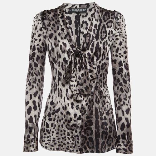 Leopard Print Silk Buttoned Front Top S - Dolce & Gabbana - Modalova