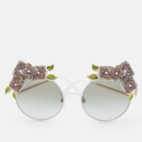 Black Gradient DG 2186 Floral Embellished Round Sunglasses - Dolce & Gabbana - Modalova