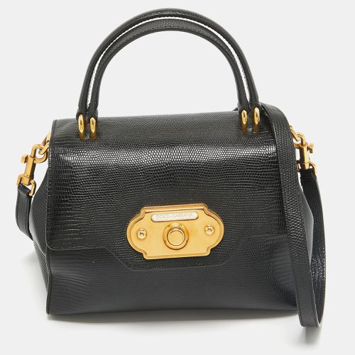 Lizard Embossed Leather Welcome Top Handle Bag - Dolce & Gabbana - Modalova