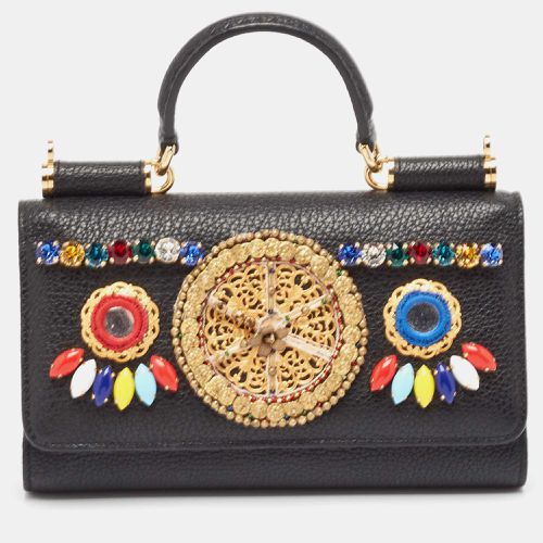 Leather Miss Sicily Von Embellished Wallet On Chain - Dolce & Gabbana - Modalova