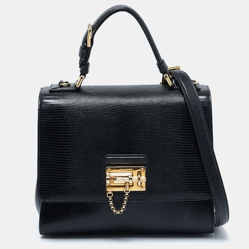 Lizard Embossed Leather Medium Miss Monica Top Handle Bag - Dolce & Gabbana - Modalova