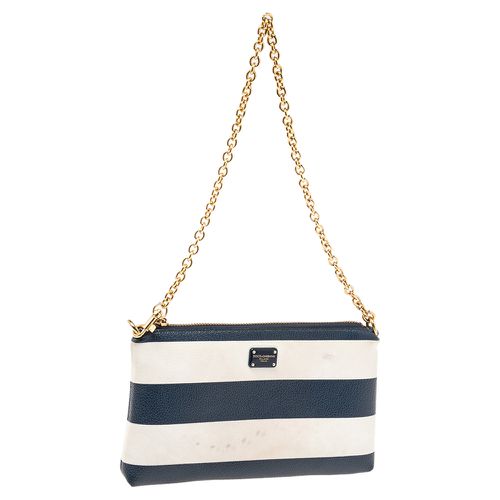 White Striped Leather Chain Pouch - Dolce & Gabbana - Modalova