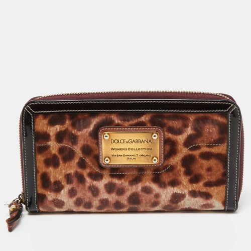 Leopard Print Calfhair and Patent Leather Zip Around Continental Wallet - Dolce & Gabbana - Modalova