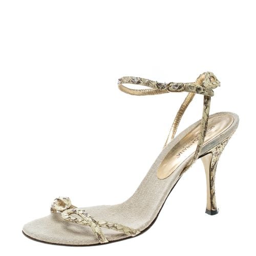 Python Leather Ankle Strap Sandals Size 37.5 - Dolce & Gabbana - Modalova