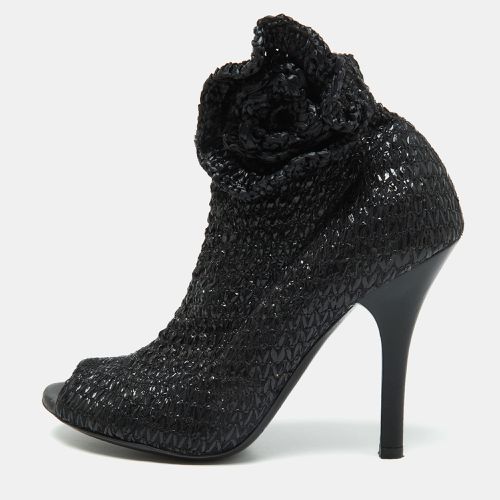 Knit Fabric and Straw Peep Toe Booties Size 37 - Dolce & Gabbana - Modalova