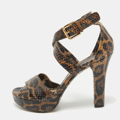 Black Python Platform Ankle Strap Sandals Size 41 - Dolce & Gabbana - Modalova