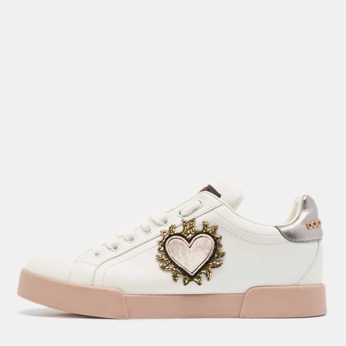 Leather Love Applique Portofino Low Top Sneakers Size 39 - Dolce & Gabbana - Modalova