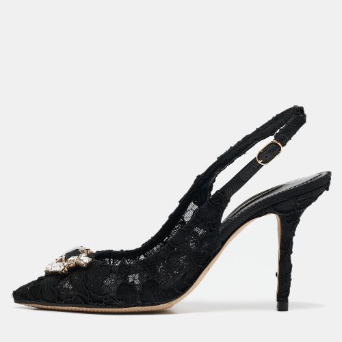 Lace Crystals Embellished Slingback Pumps Size 39 - Dolce & Gabbana - Modalova