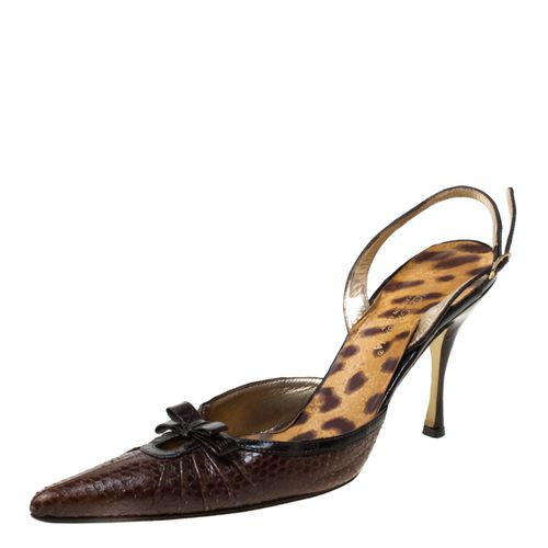 Python Leather And Eel Skin Slingback Pointed Toe Pumps Size 38.5 - Dolce & Gabbana - Modalova