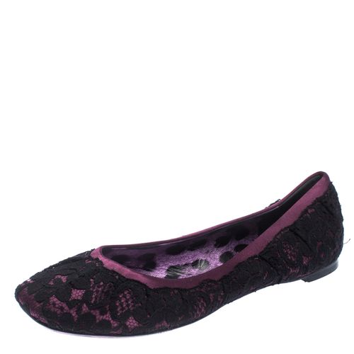 Purple Lace and Satin Ballet Flats Size 39 - Dolce & Gabbana - Modalova