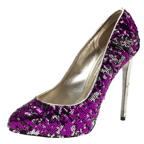 Metallic Two Tone Sequins Embellished Platform Pumps Size 38 - Dolce & Gabbana - Modalova