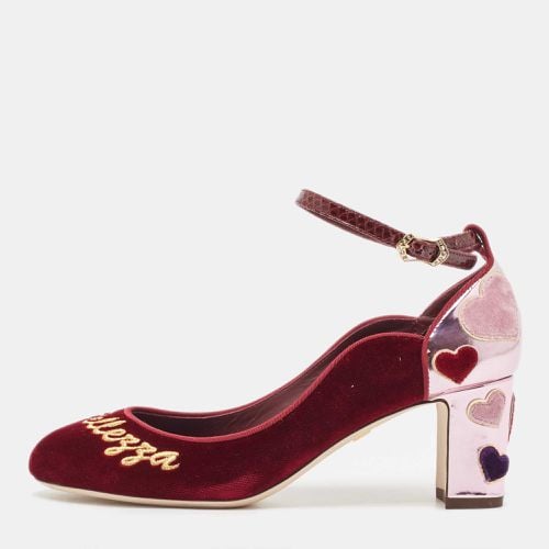 Velvet L' Amore Block Heel Pumps Size 38 - Dolce & Gabbana - Modalova