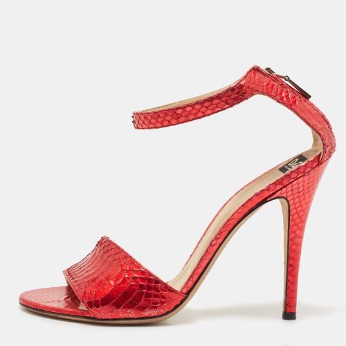 Python Leather Ankle Strap Sandals Size 39 - Dolce & Gabbana - Modalova