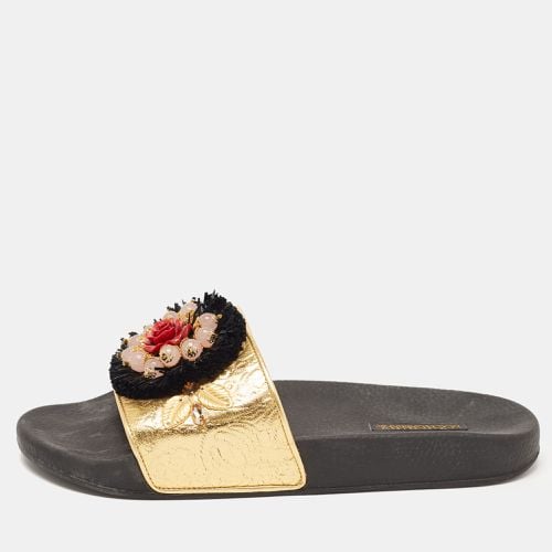 Jacquard Embellished Slide Sandals Size 40 - Dolce & Gabbana - Modalova