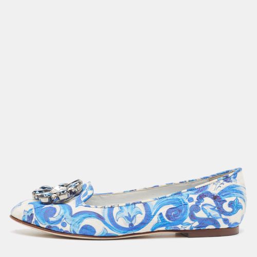 White/ Printed Fabric Taormina Ballet Flats Size 36 - Dolce & Gabbana - Modalova