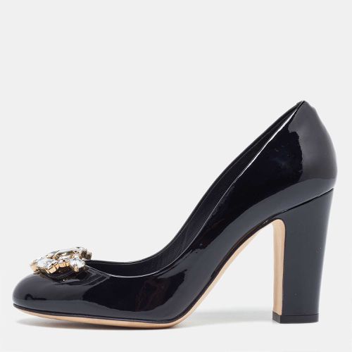 Patent Leather Crystal Embellished Block Heel Pumps Size 36.5 - Dolce & Gabbana - Modalova