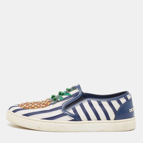 Navy Blue Canvas and Fabric Low Top Sneakers Size 37.5 - Dolce & Gabbana - Modalova