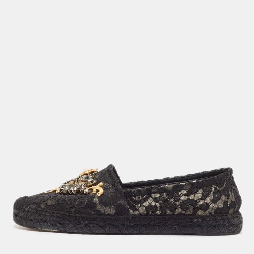 Lace Crystal Embellished Espadrille Flats Size 40 - Dolce & Gabbana - Modalova