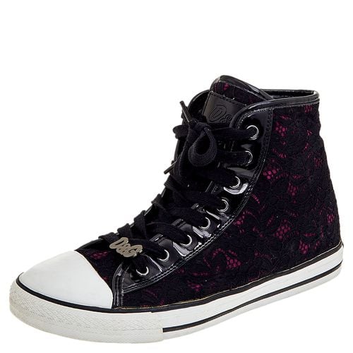 Lace And Patent Leather High Top Sneakers Size 38 - D&G - Modalova