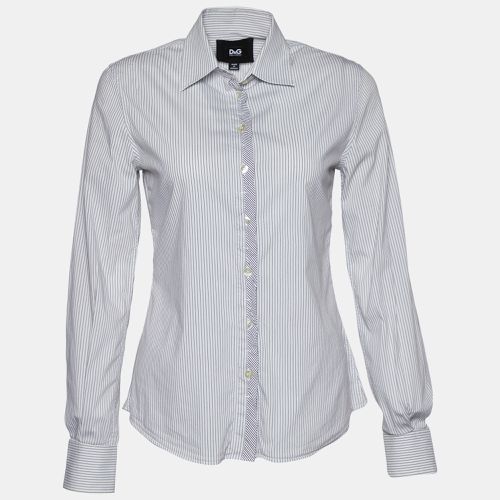 Grey Striped Cotton Long Sleeve Shirt S - D&G - Modalova